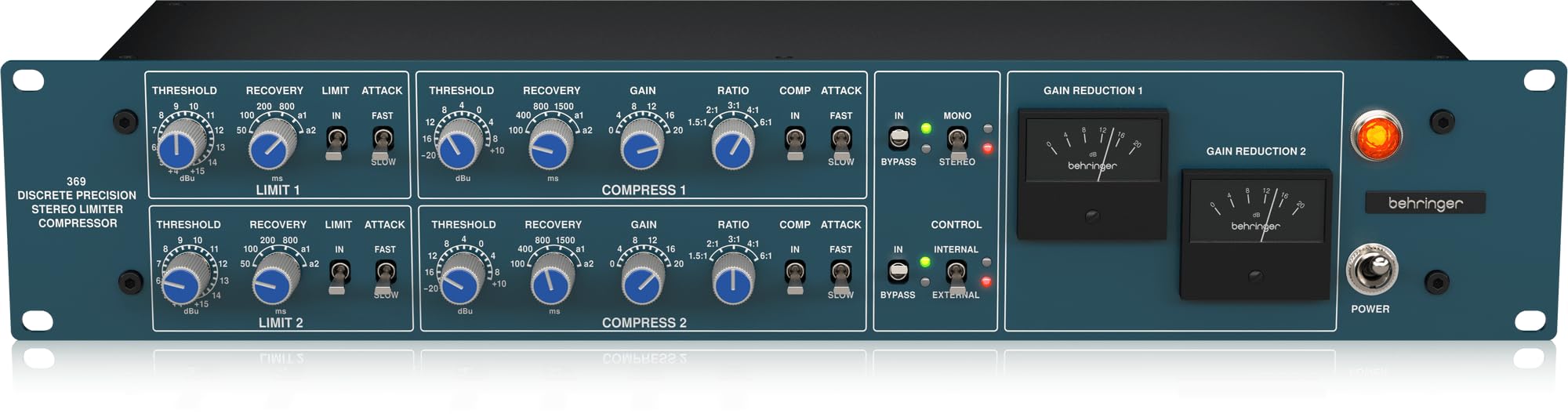 【2025年購入・使用わずか】BEHRINGER 369 ★ノブ対策品・予備あり Behringer Intros 369 Vintage Stereo Compressor Limiter, A Neve